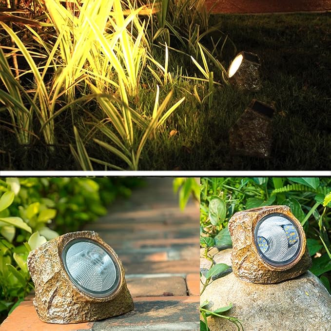 EiGreen Solar Garden Rock Lights Outdoor, 2 Pack 10 LED Waterproof Solar - Image 2