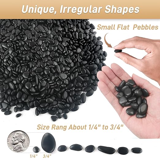 45LB Polished Black Pebbles, 1/4" - Image 2