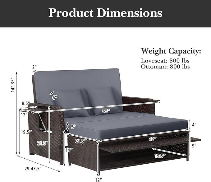 Tangkula Patio Rattan Daybed - Image 6