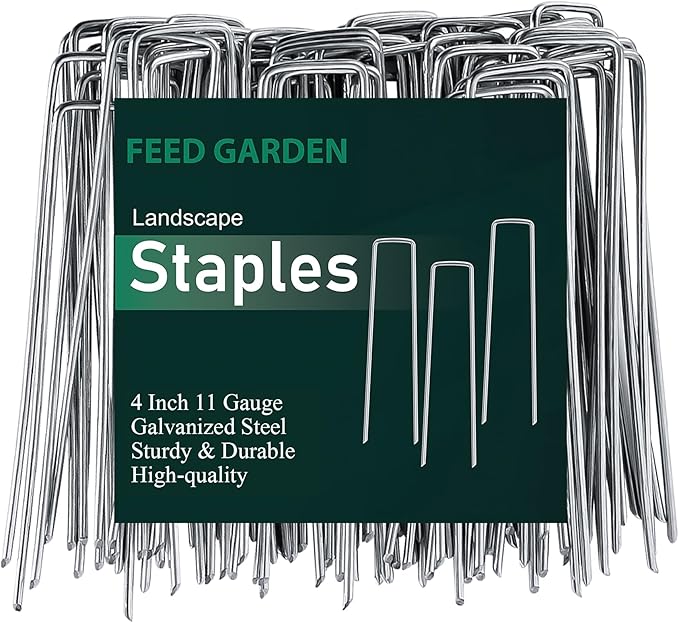 FEED GARDEN 4 Inch 50 Pack Galvanized Landscape Staples 11 Gauge Anti-Rust by FEEDGARDEN