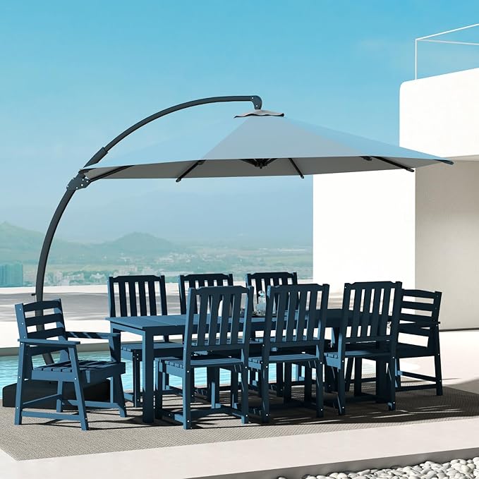 Navy Blue 9-Piece Outdoor Dining Set - Image 9