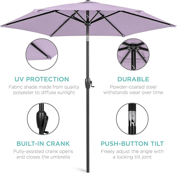 Best Choice Products 7.5ft Heavy-Duty Round Outdoor Market Table Patio Umbrella - Image 5