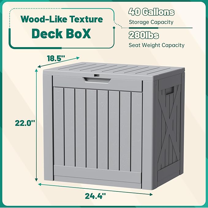 Devoko 40 Gallon Deck Box Outdoor Storage Box Waterproof - Image 7