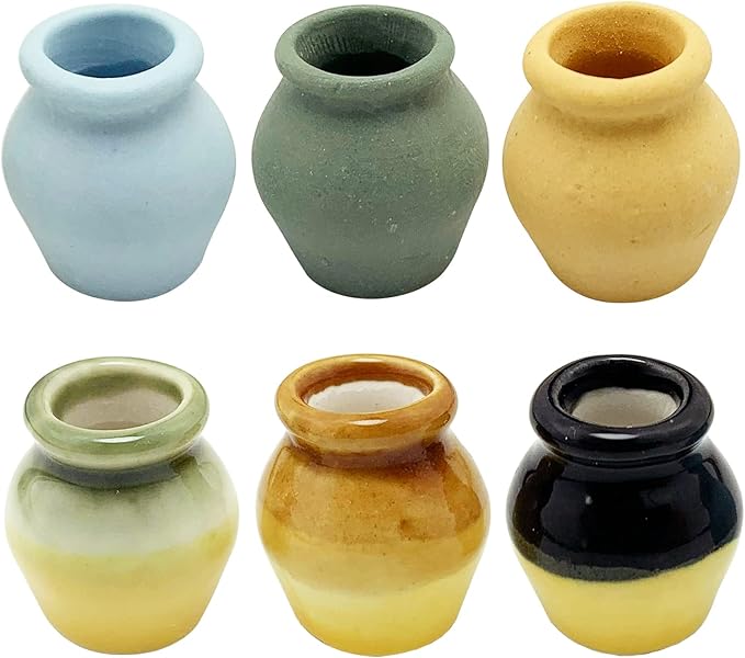 Miniature Terracotta Pots, 6 Pieces Mini Ceramic Clay Flower Pots Pottery by PRETTYLIFE