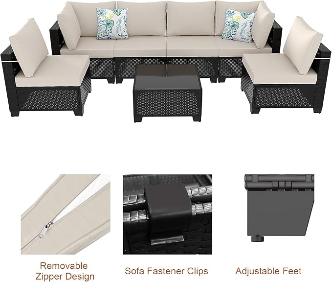 Outdoor Wicker Patio Furniture Set, Rattan Sectional Sofa Set - Image 5