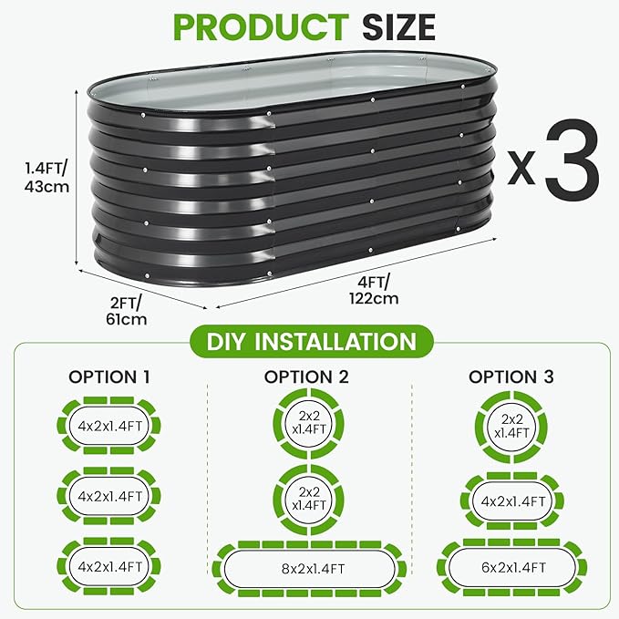 Galvanized Raised Garden Bed Outdoor |17'' Tall Planter Box Outdoor - Image 6
