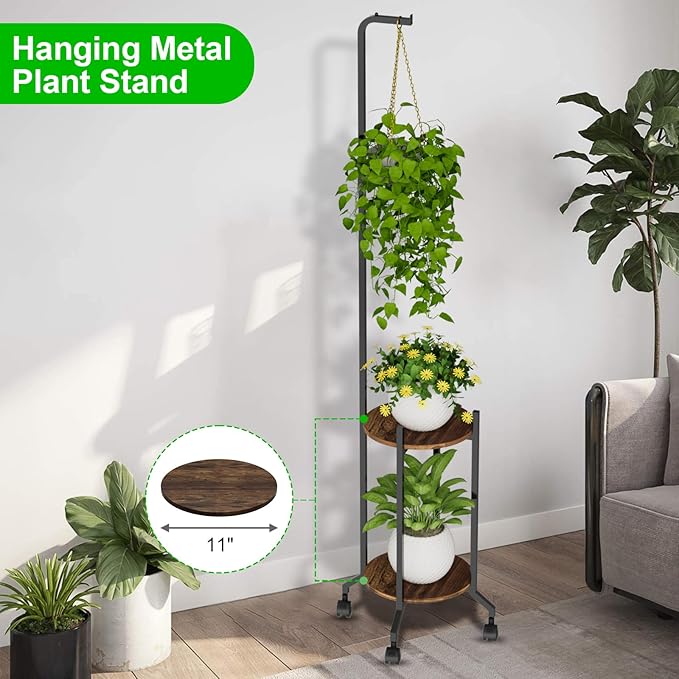 Plant Stand Indoor, 2 Tier Hanging Tall Plant Shelf - Image 2