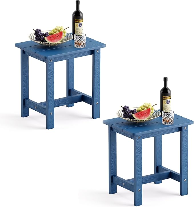 LUE BONA Outdoor Side Table Set of 2, HDPS Small Outdoor Table, Adirondack Side by LUEBONA