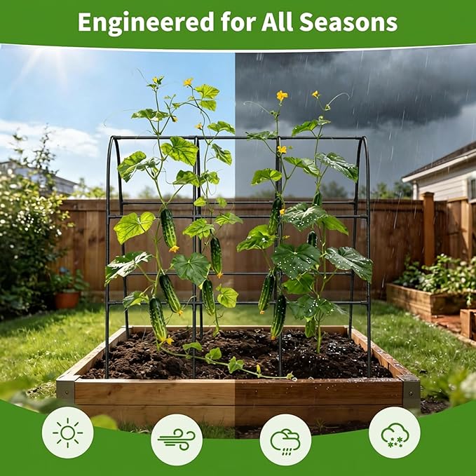 Cucumber Trellis for Raised Bed, U-Shape Garden Trellis for Climbing Plants - Image 6