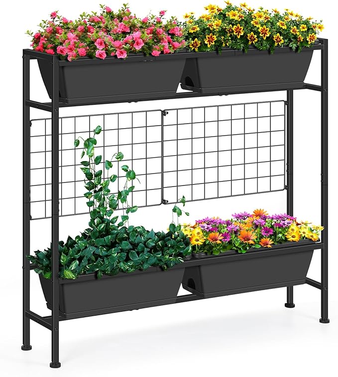 OYEAL Raised Garden Bed with Legs & Trellis, Vegetables - Image 9