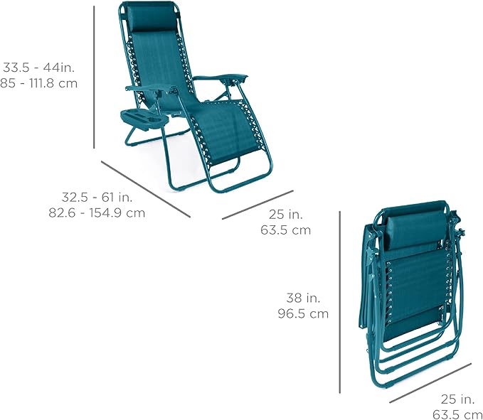 Best Choice Products Set of 2 Adjustable Steel Mesh Zero Gravity Lounge Chair - Image 2