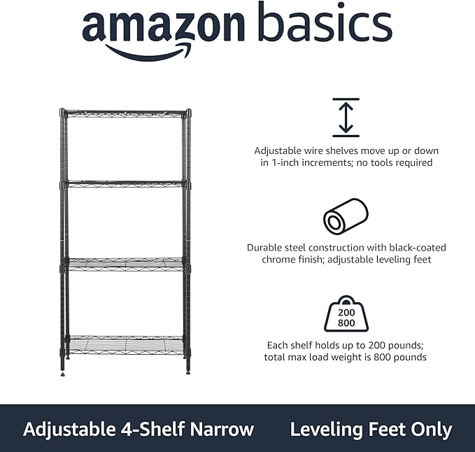 Amazon Basics 4-Shelf Steel Wire Storage Shelves - Image 4