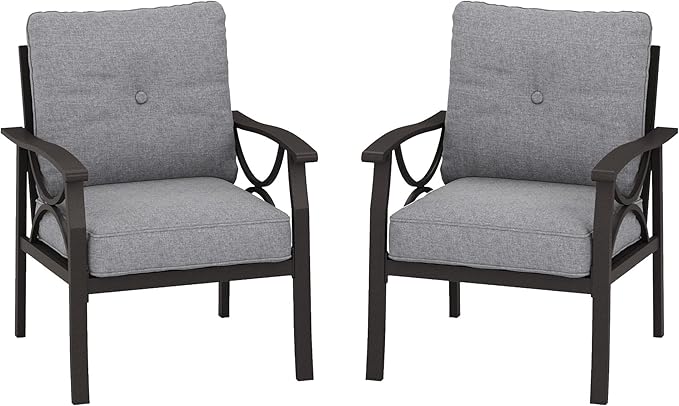 RoyalCraft 2 Pieces Outdoor Single Sofa, All-Weather Patio Metal Armchair - Image 8