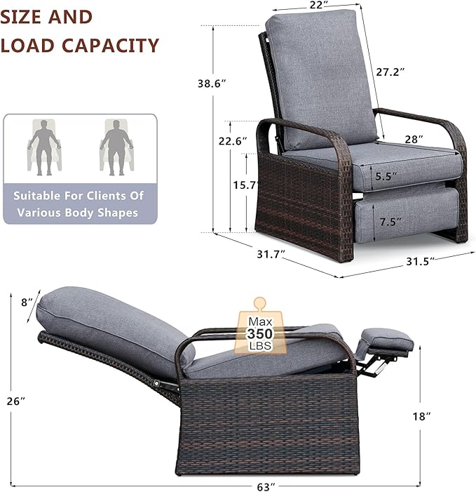 ATR ART TO REAL Outdoor Wicker Recliner Chair - Image 2