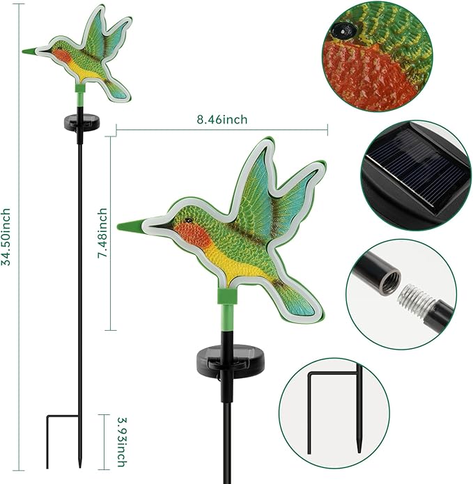 Solar Hummingbird Garden Lights, Halloween Outdoor Lights Decor, LED - Image 2