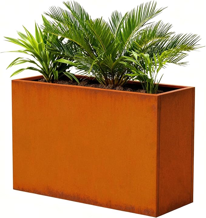 Corten Steel Metallic Heavy Planter 36" x 15" x 24" by DISCOVERINGBEAUTY