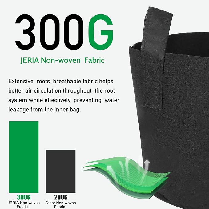 JERIA 12-Pack 7 Gallon Grow Bags, 300G Thickened Nonwoven Garden Pots, Heavy - Image 4