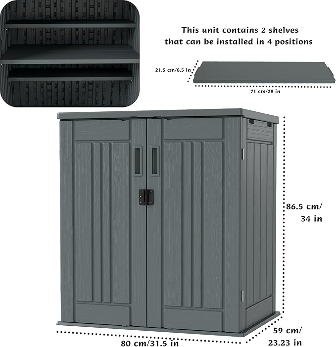 EHHLY Heavy Duty Small Storage Cabinet Outdoor Weatherproof, 14 Cuft Garage - Image 2
