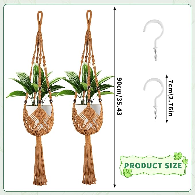 Augshy Jute Crochet Macrame Plant Hangers - Image 2