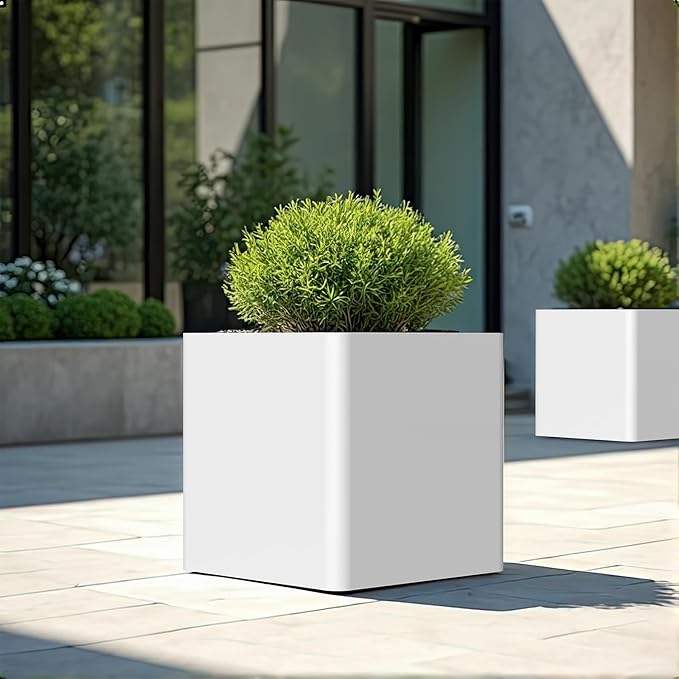 Large Square Planter for Outdoor Plants 20" L x 20" W x 20" H, Metal Planters - Image 5