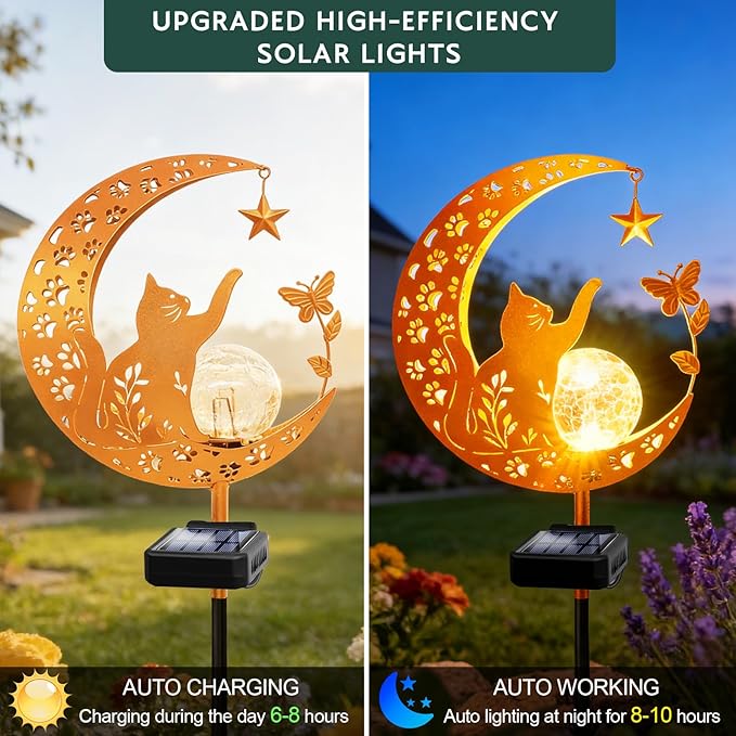 ZNYCYE Solar Lights Outdoor Decorative Moon Cat Butterfly Solar Stake Lights - Image 8