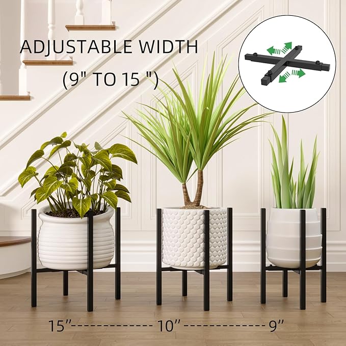 Adjustable Plant Stand Indoor Outdoor, Metal Plant Stand 9 to 15 Inches - Image 3
