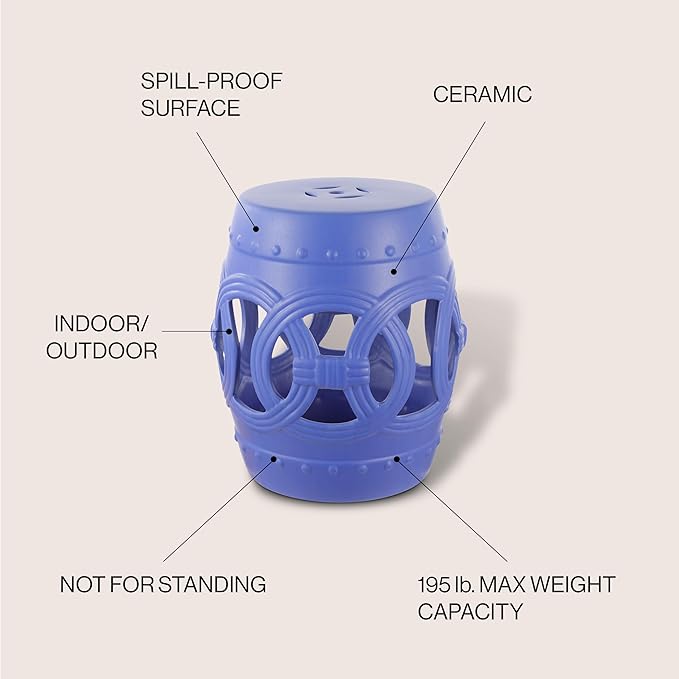 JONATHAN Y TBL1022D Lucky Coins 16" Chinese Ceramic Drum Indoor/Outdoor Garden - Image 4