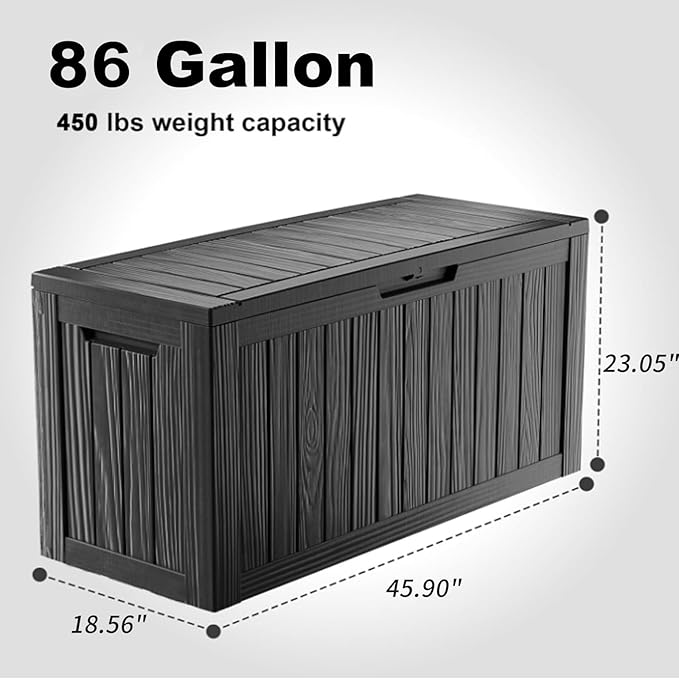 86 Gallon Outdoor Deck Box, Lockable Waterproof Outdoor Storage Boxes - Image 2