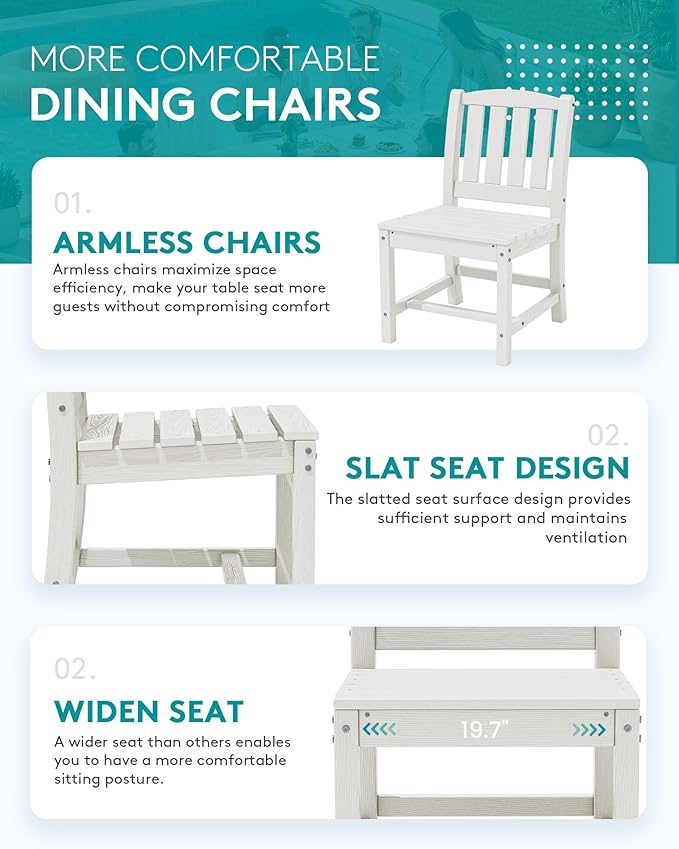 SERWALL 11-Piece Outdoor Dining Set, All Weather HDPE Outdoor Furniture Set - Image 7