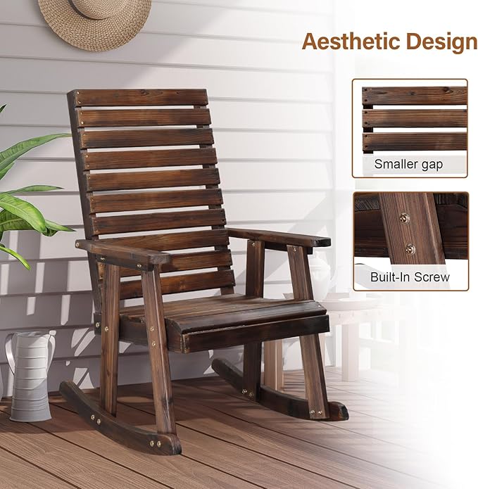VINGLI Wooden Rocking Chair - Image 5