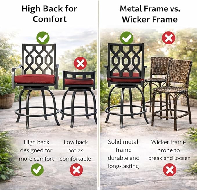 Kozyard Isabella Outdoor Swivel Bar Chairs, Counter Height Patio Bar Stools Set - Image 4