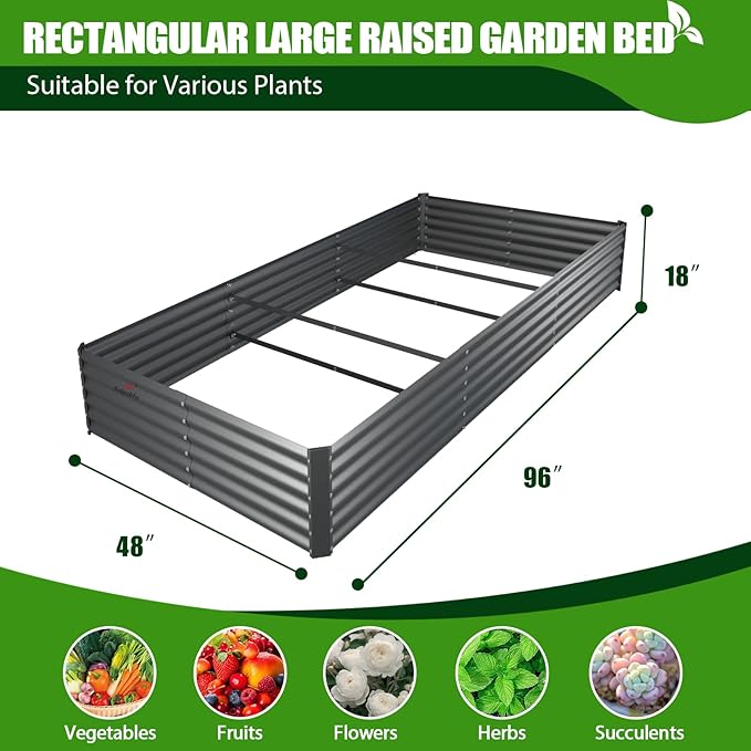 A ANLEOLIFE 8X4X1.5ft Galvanized Raised Garden Bed Kit, Rectangular Large Metal - Image 5