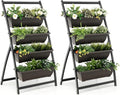 Giantex 2 Pcs 4.1FT Vertical Raised Garden Bed, 4-Tier Elevated Planter Box w/4 by Giantex