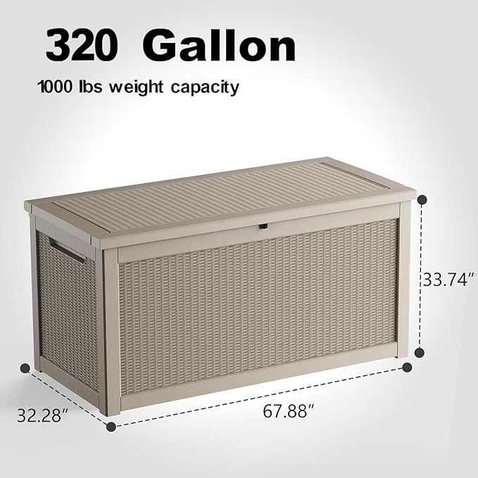 DRATO 320 Gallon Deck Box, Outdoor Large Waterproof Resin Storage Box - Image 3