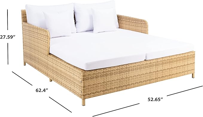 SAFAVIEH Outdoor Collection Cadeo Natural/White Cushion Daybed PAT7500D - Image 16