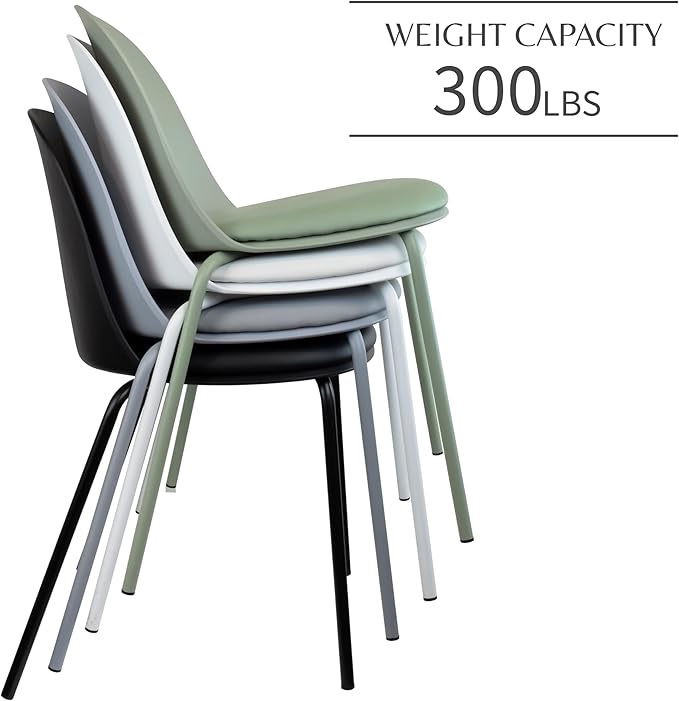 2xhome Modern Stackable Armless Dining Chair | Plastic Shell Seat - Image 4