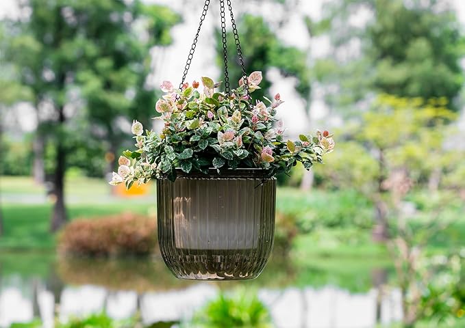 Melphoe 1 Pack Self Watering Hanging Planters Indoor Flower Pots, 8.3 Inch - Image 3