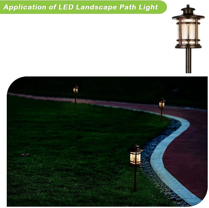 hykolity Low Voltage ORB LED Landscape Path Light W/Crackled Shade, 3.4W 155LM - Image 8