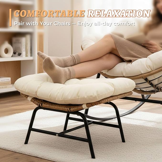 NICESOUL Indoor Outdoor Ottoman Set of 2, Large Wide Double Patio Footstool - Image 3