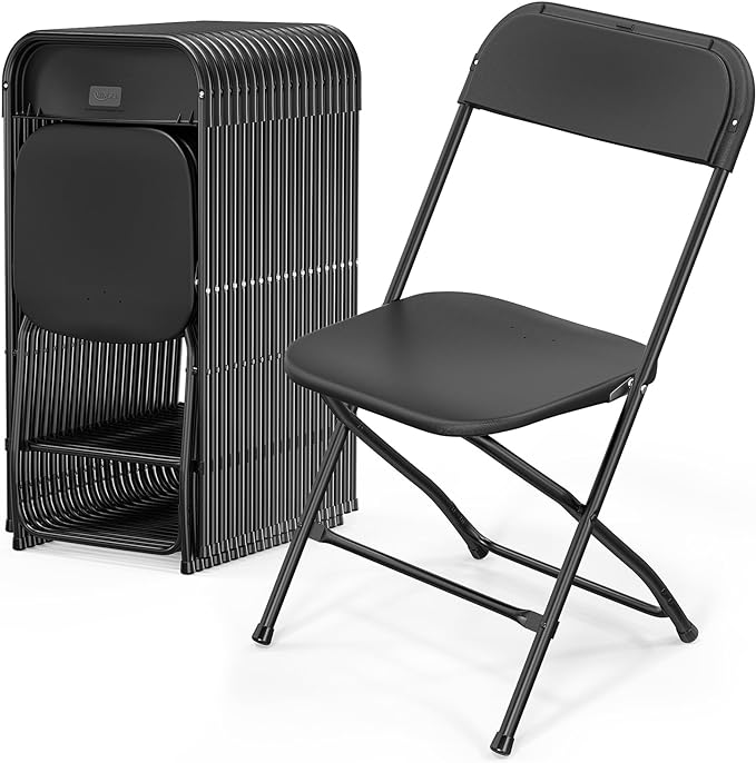 VINGLI 20 Pack Black Plastic Folding Chair, Indoor Outdoor Portable Stackable by VINGLI