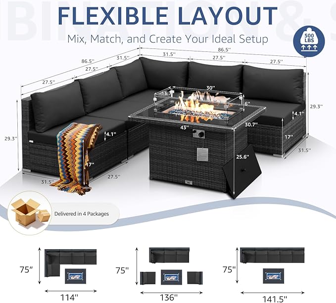 NICESOUL 6 Piece Outdoor Patio Furniture Set - Image 4