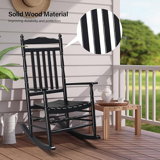 VINGLI Wooden Rocking Chair, Outdoor Chair - Image 6
