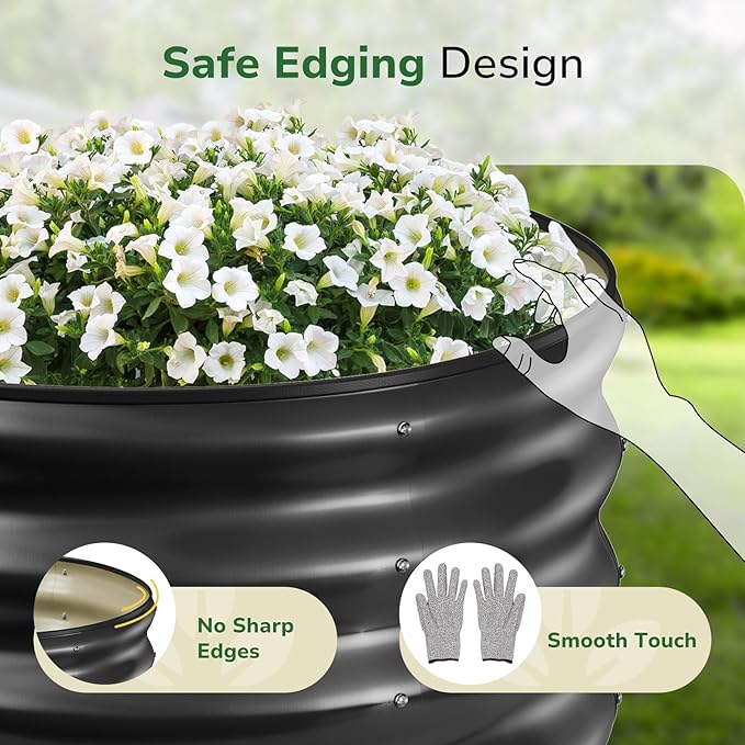 GreatBuddy 2x2x1 ft Round Galvanized Raised Bed, Easy-Assembly Raised Garden Bed - Image 6