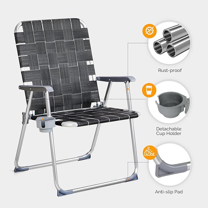 VINGLI Aluminum Oversize Patio Lawn Chairs Folding Set of 2 - Image 4