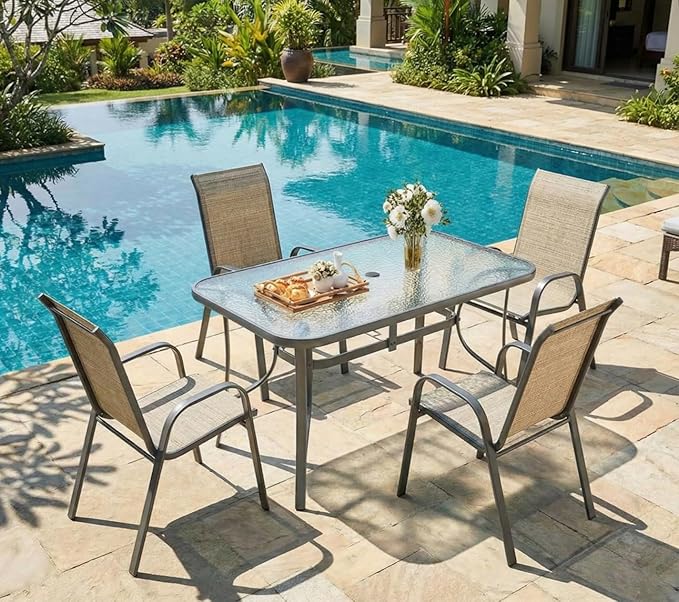 MAMIZO Patio Dining Chairs, Stackable All Weather Teslin Chair, Heavy Duty - Image 9