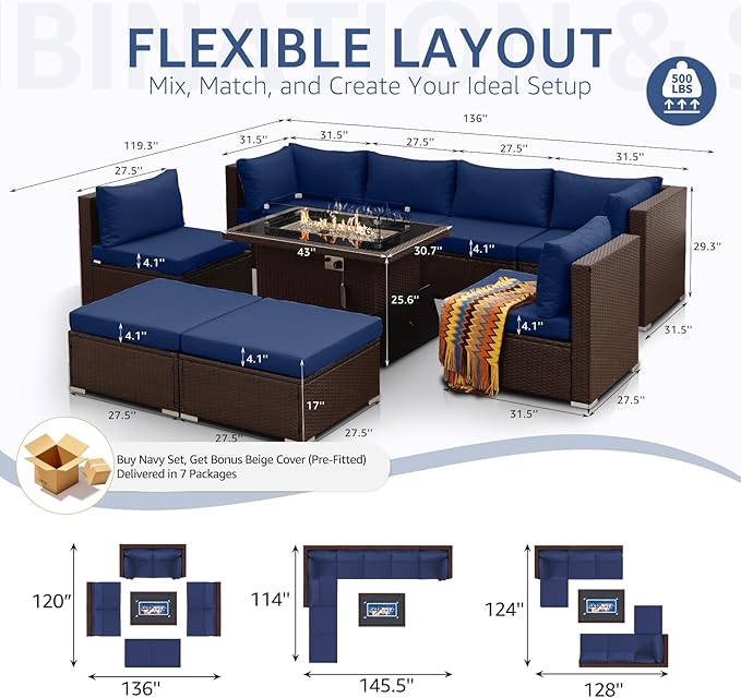 NICESOUL 9 Piece Patio Furniture Set - Image 4