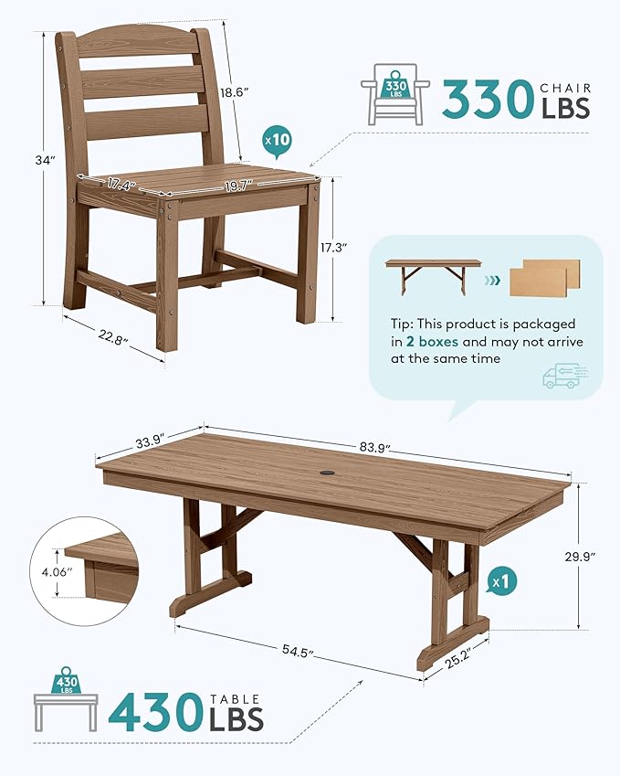 SERWALL 11 Piece Outdoor Dining Set - Image 2