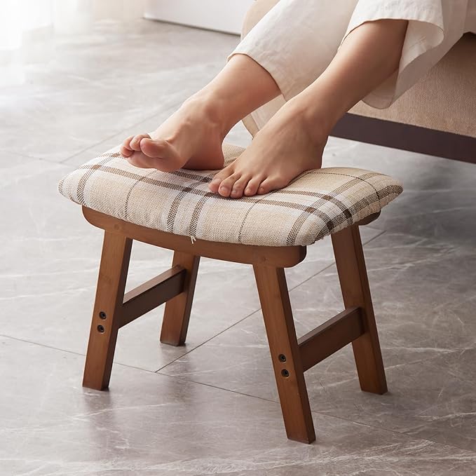 Foot Stool, Bamboo Small Sofa Foot Rest Under Desk, Extra Seating by Kitsanery