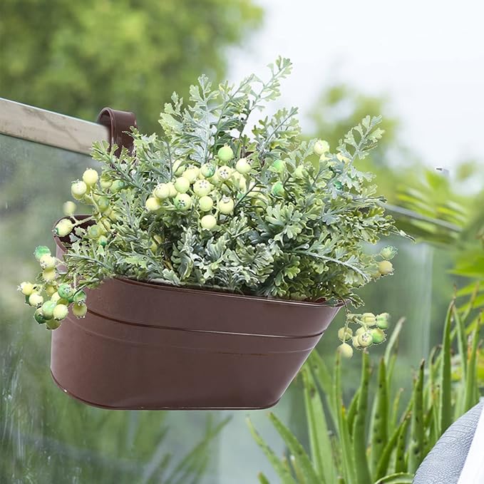 HowRU Metal Iron Flower Pots for Railing Fence Hanging Bucket Pots and Hanging - Image 6