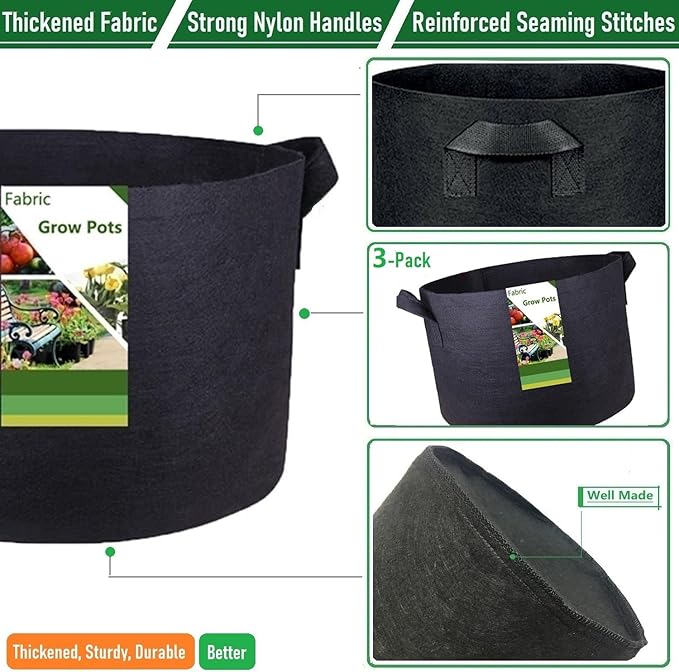3-Pack 30 Gallon Thickened Plant Grow Bags Large Heavy Duty Garden Bag Fabric - Image 6